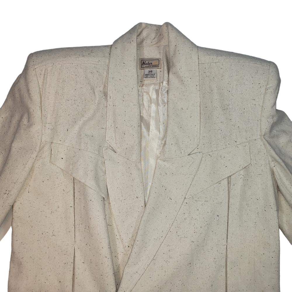 Naturelle George Georgiou Tan Beige 100% Silk Blazer Sz XS Western Style Jacket - Picture 7 of 16
